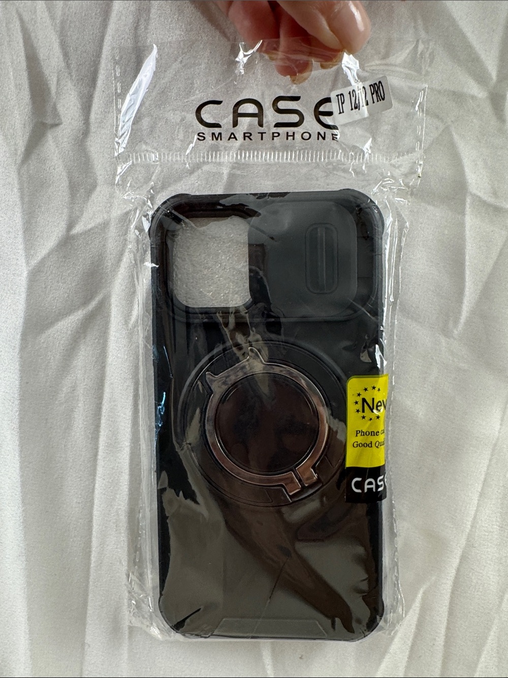Black Smartphone Case with Integrated Ring Holder - Brand